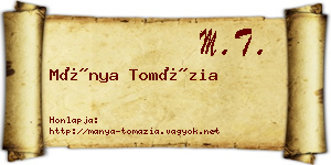 Mánya Tomázia névjegykártya